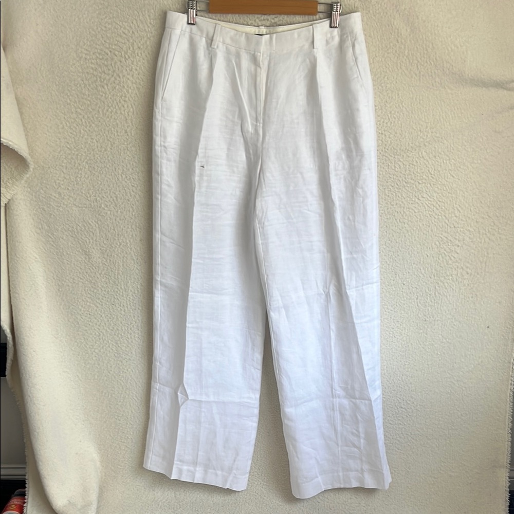 J. Crew White Wide Leg linen pants